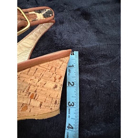 STUART WEITZMAN LEOPARD RAFFIA WEDGE SANDALS - Picture 5 of 8